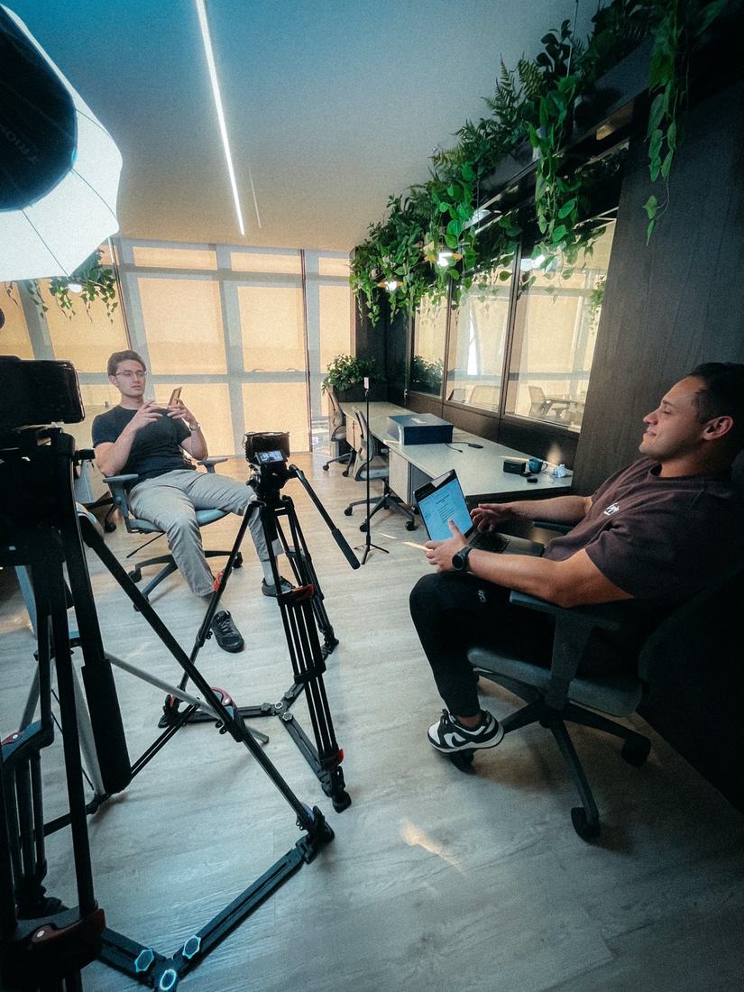 Set de entrevista em estúdio